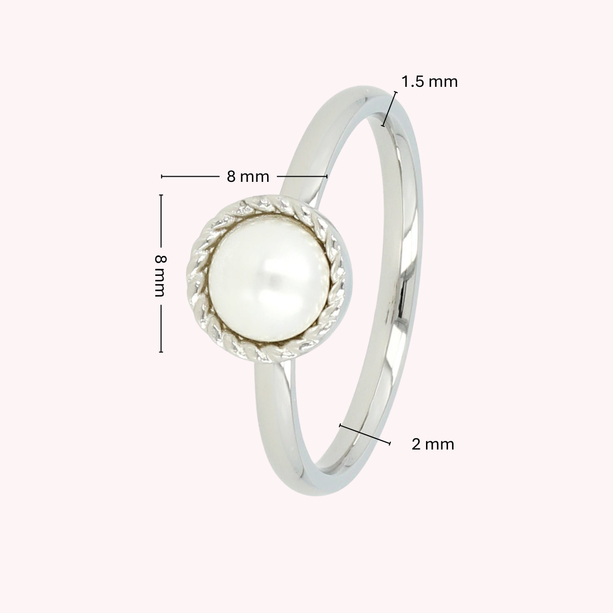 Silver ring • White pearl • Vintage setting