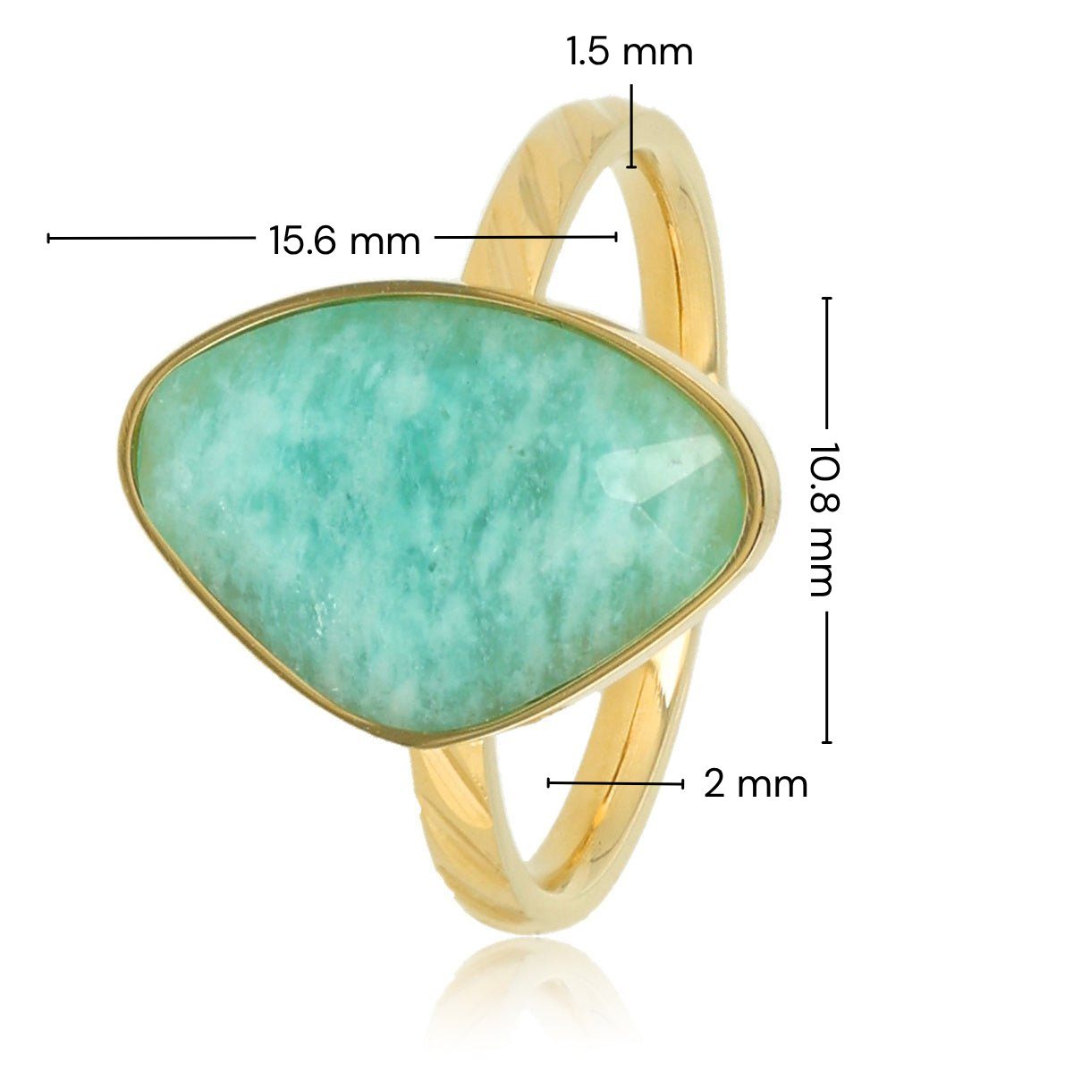 Golden ring - Amazonite gemstone - Unique and elegant