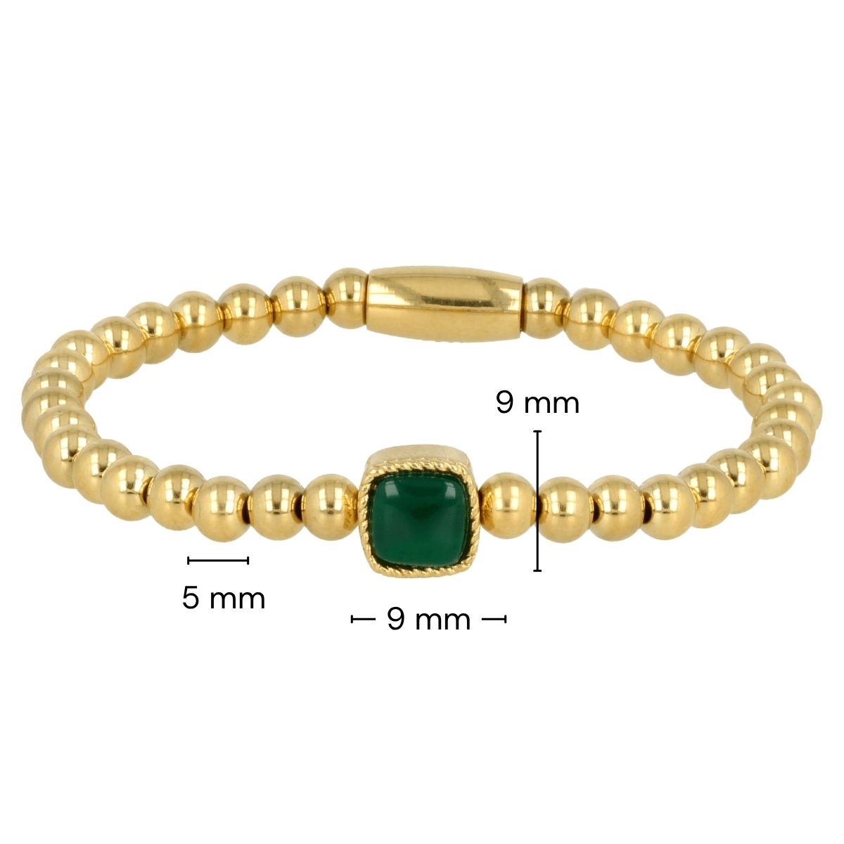 Gouden Elastische Armband met Green Agate Edelsteen