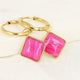 Gouden Salmiak Oorring met Rose Stripe Agate Hanger
