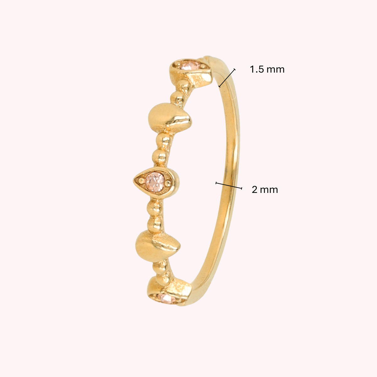 Stapelring mit Zirkonsteinen – Goldfarben & Champagnerfarben