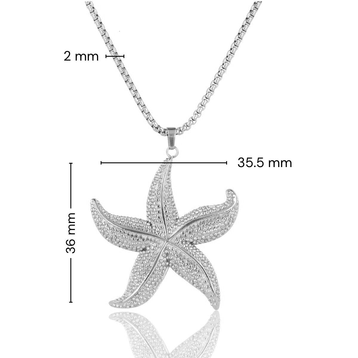 Lange silberne Kette mit Seestern-Anhänger