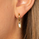 Hoop Earring with Rectangular Glass Stone Pendant • Champagne