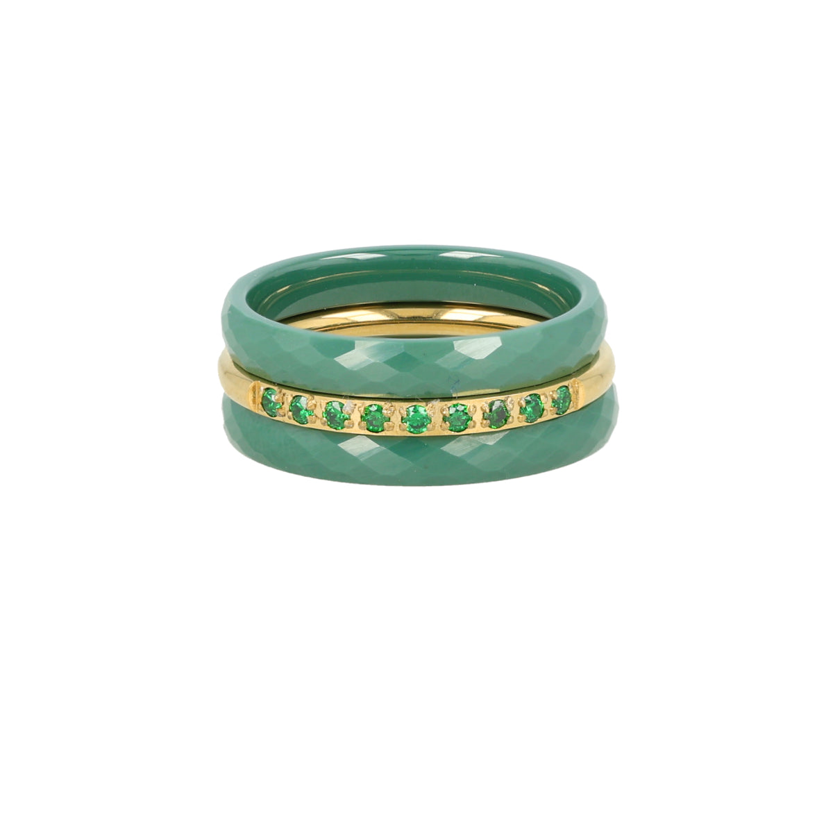 Ringen set groen keramiek