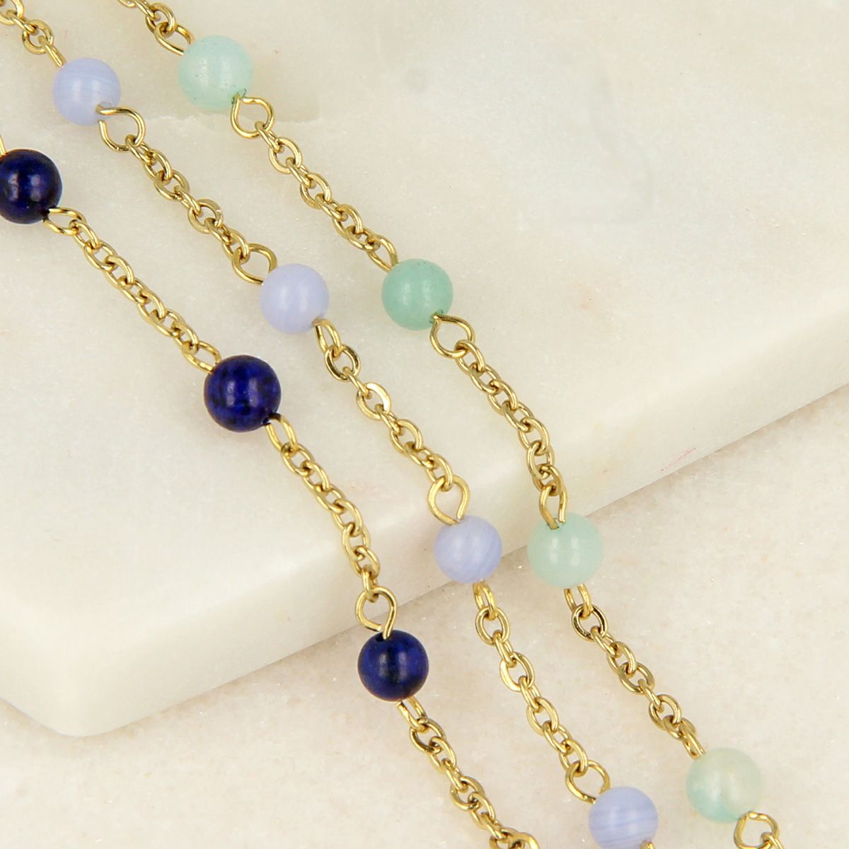 Gold Bracelet with Lapis Lazuli Gemstones