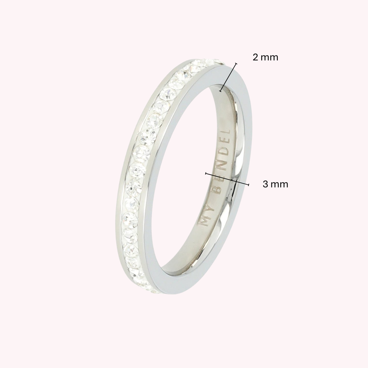 Ring mit Zirkonia-Steinen • 3 mm • Silber