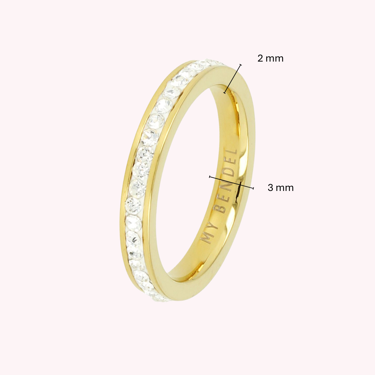 Ring met Zirkonia Steentjes • 3 mm • Goud