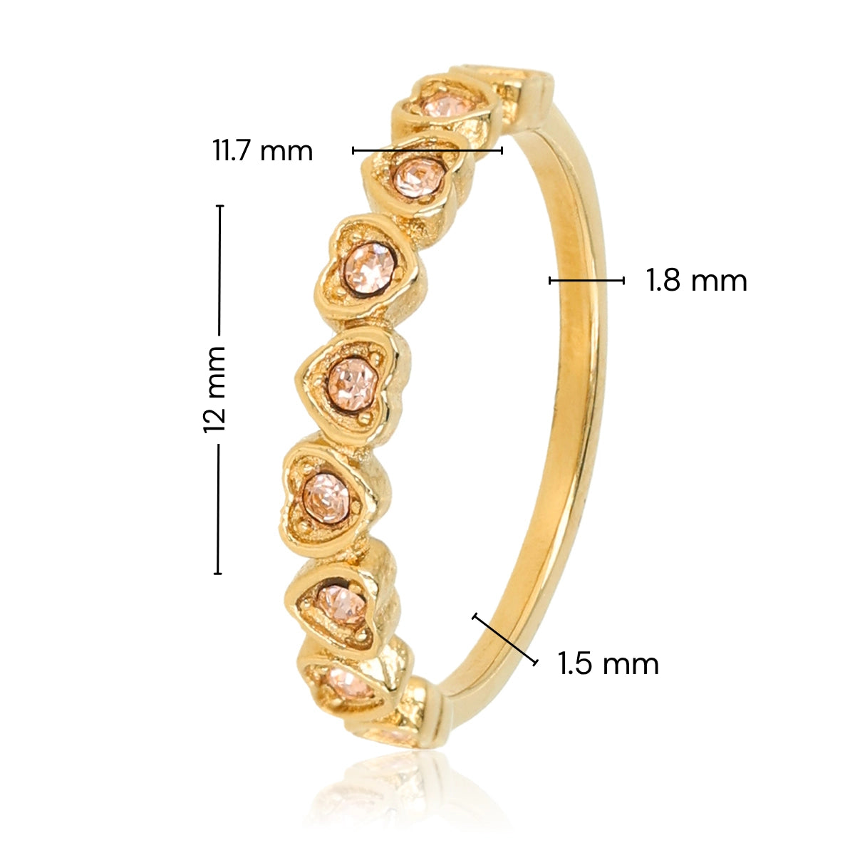 Heart Ring with Zirconia Stones • Champagne