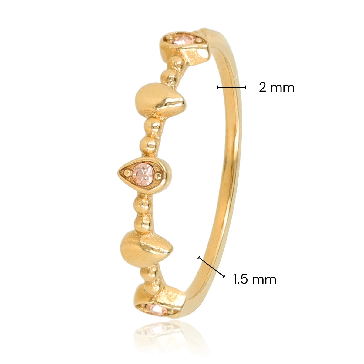 Aanschuifring met Zirkonia Stenen - Goudkleurig & Champagne