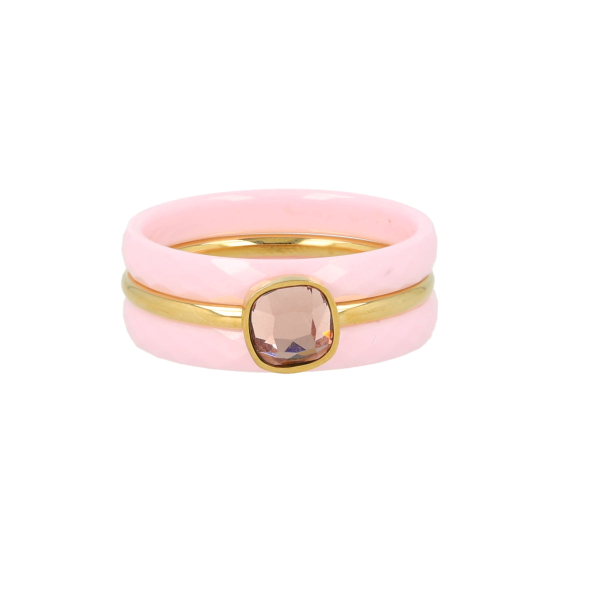 Ringen set roze keramiek