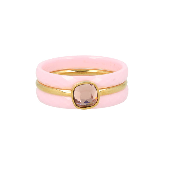 Ringset rosa Keramik