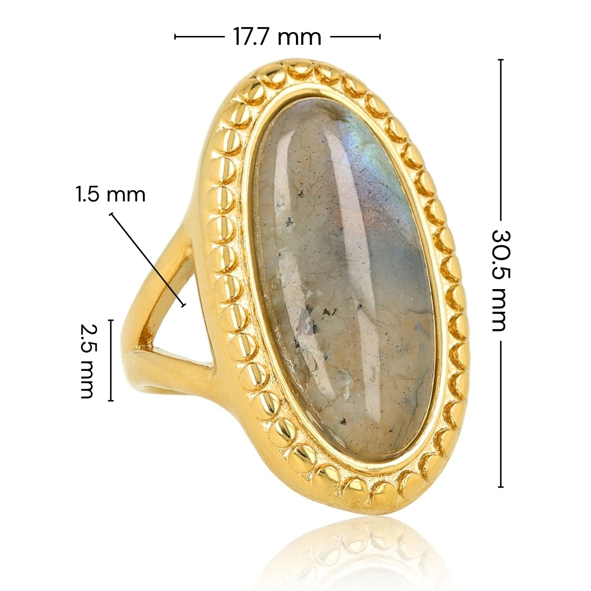 Vintage-Ring mit ovalem Edelstein • Labradorit