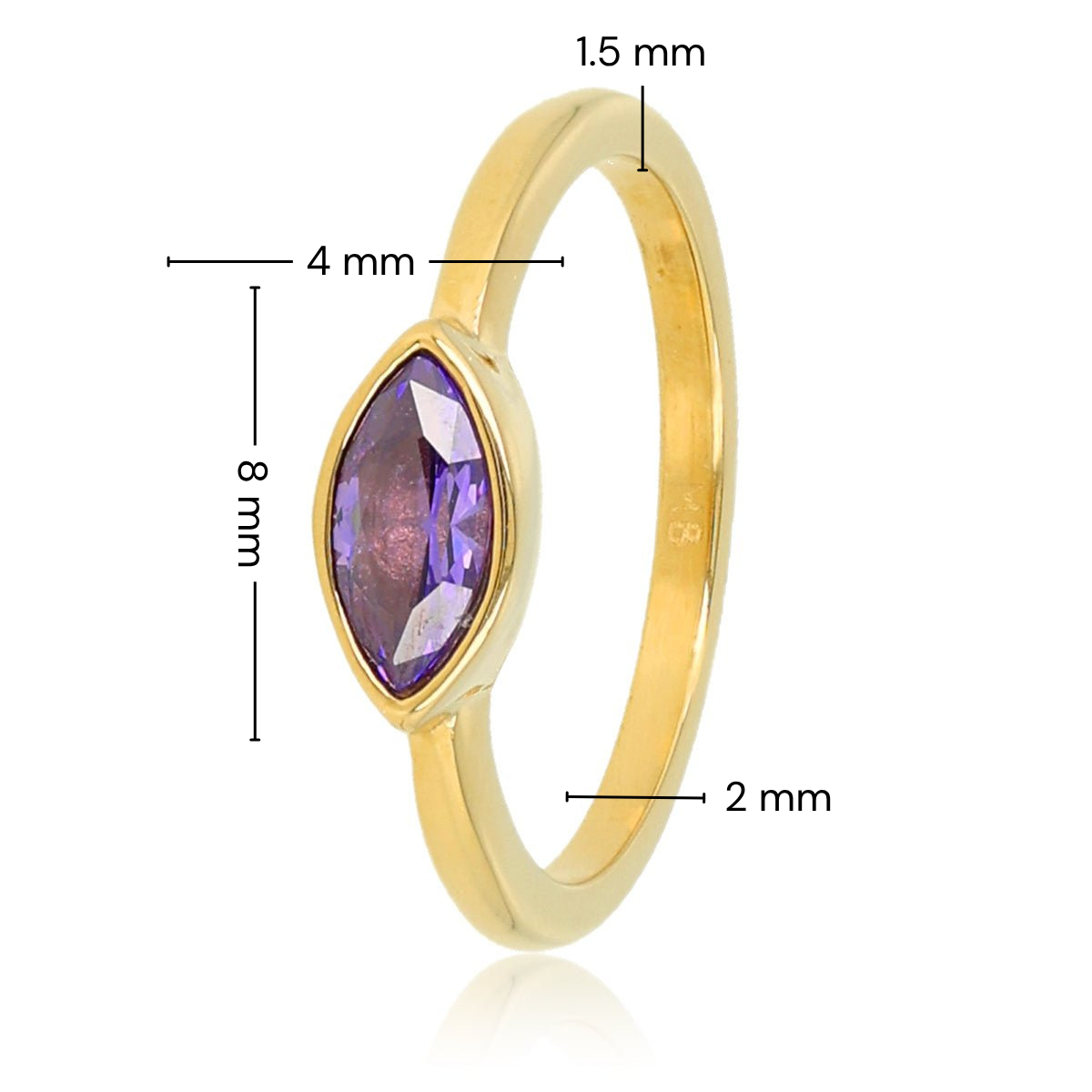 Goldener Ring - violetter Glasstein - Vintage Ausstrahlung