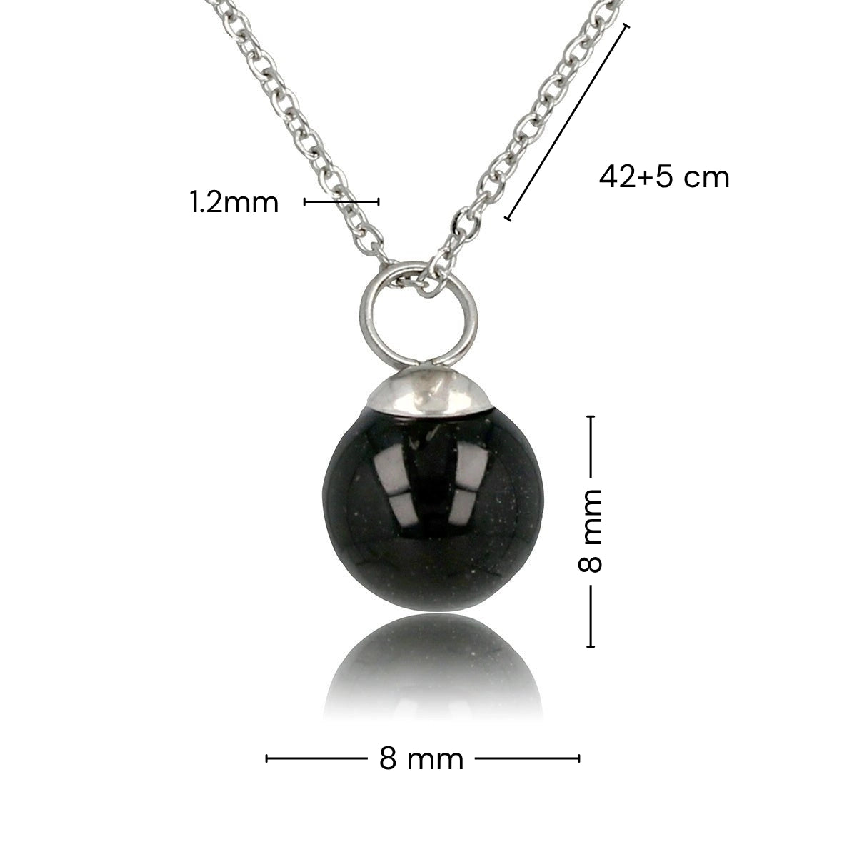 Zilveren ketting met ronde Onyx edelsteen