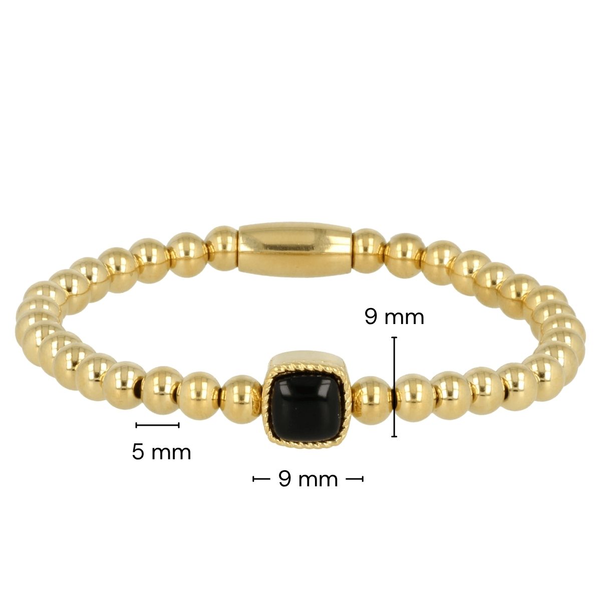 Gouden Onyx Armband - Luxe Elastische Damesarmband