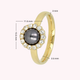Gouden ring - zwarte parel - zirkonia steentjes