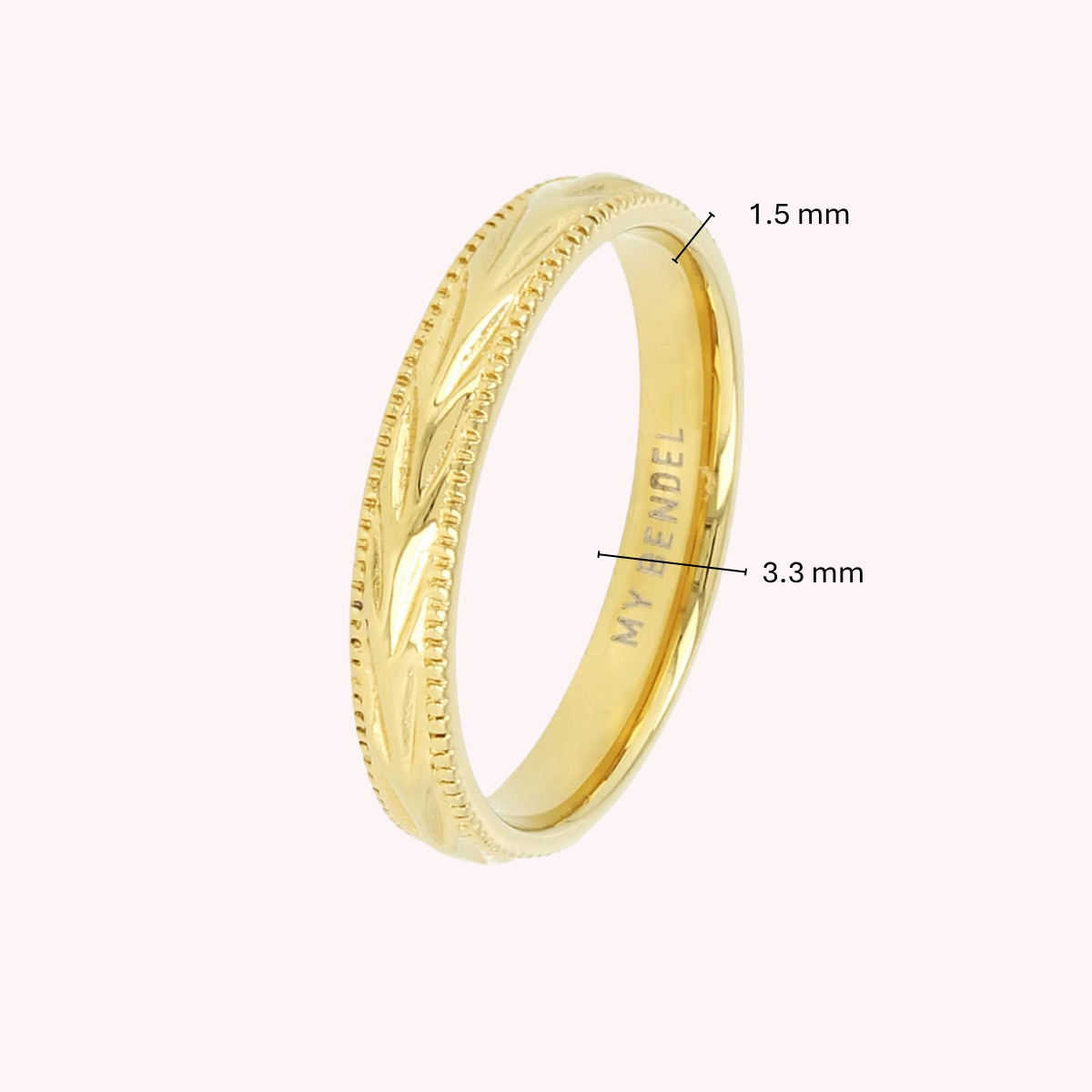 Gouden ring met bladmotief - 3,5 mm - verkleurt niet