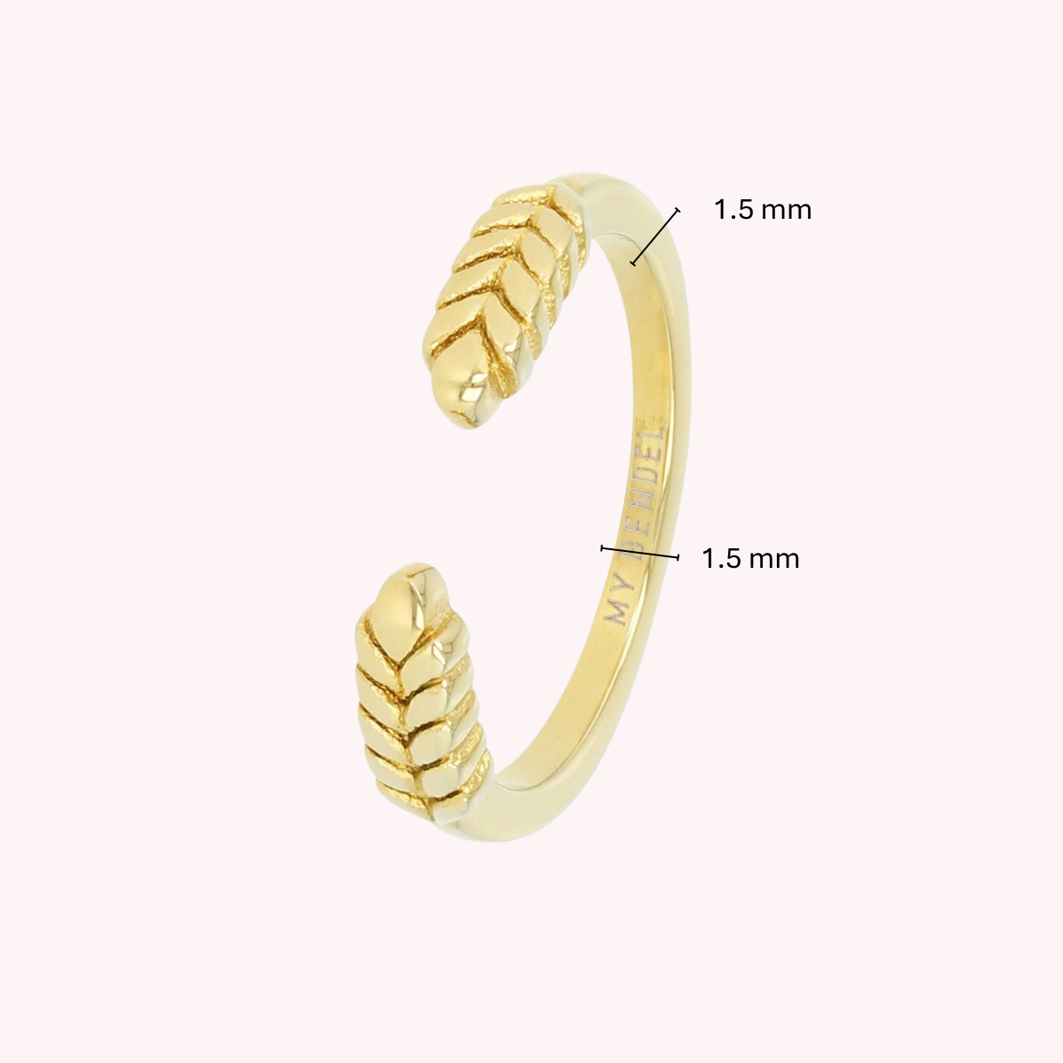 Offener Ring mit Blattmotiv - Gold - 3,5 mm - Edelstahl