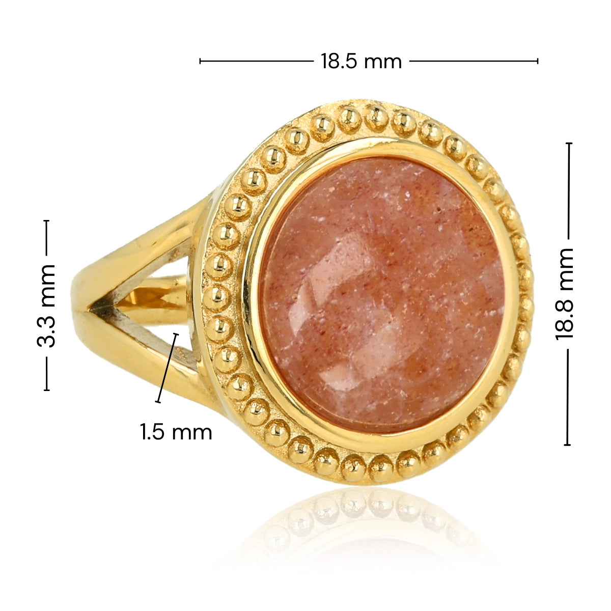 Vintage Ring met Ronde Edelsteen • Berry Quartz