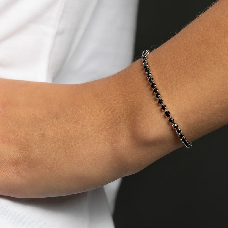 Silbernes Tennisarmband mit schwarzen Zirkonia-Steinen