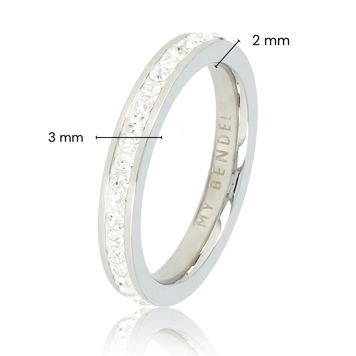 Ring met Zirkonia Steentjes • 3 mm • Zilver