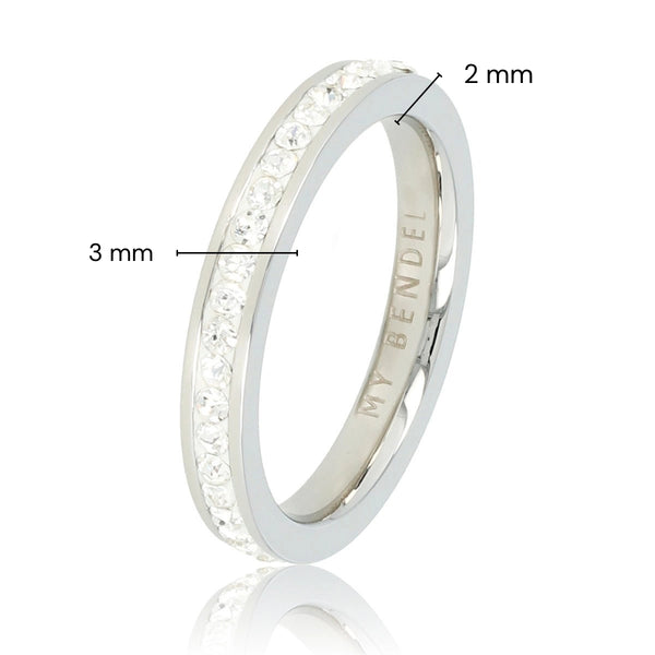 Ring mit Zirkonia-Steinen • 3 mm • Silber