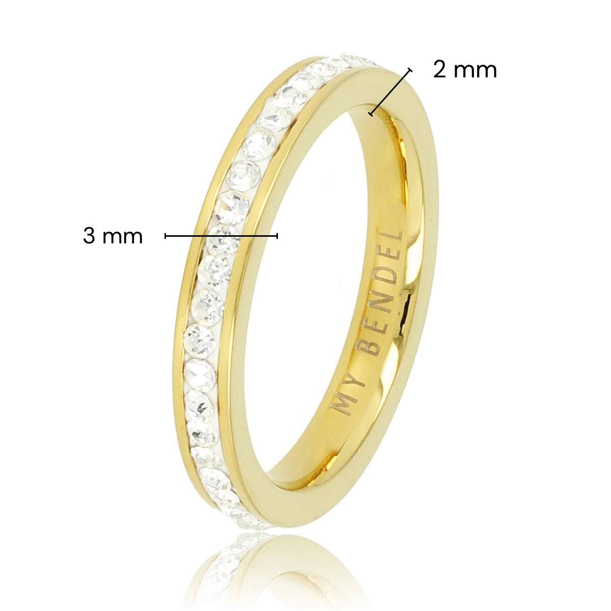 Ring with Cubic Zirconia Stones • 3 mm • Gold