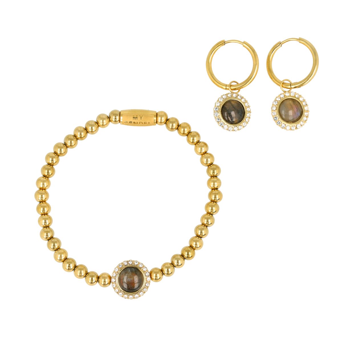 Labradorit Schmuckset Gold