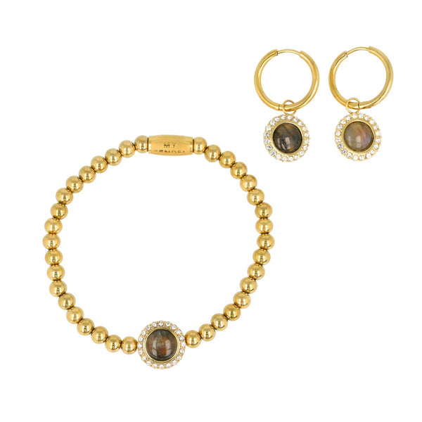Labradorit Schmuckset Gold