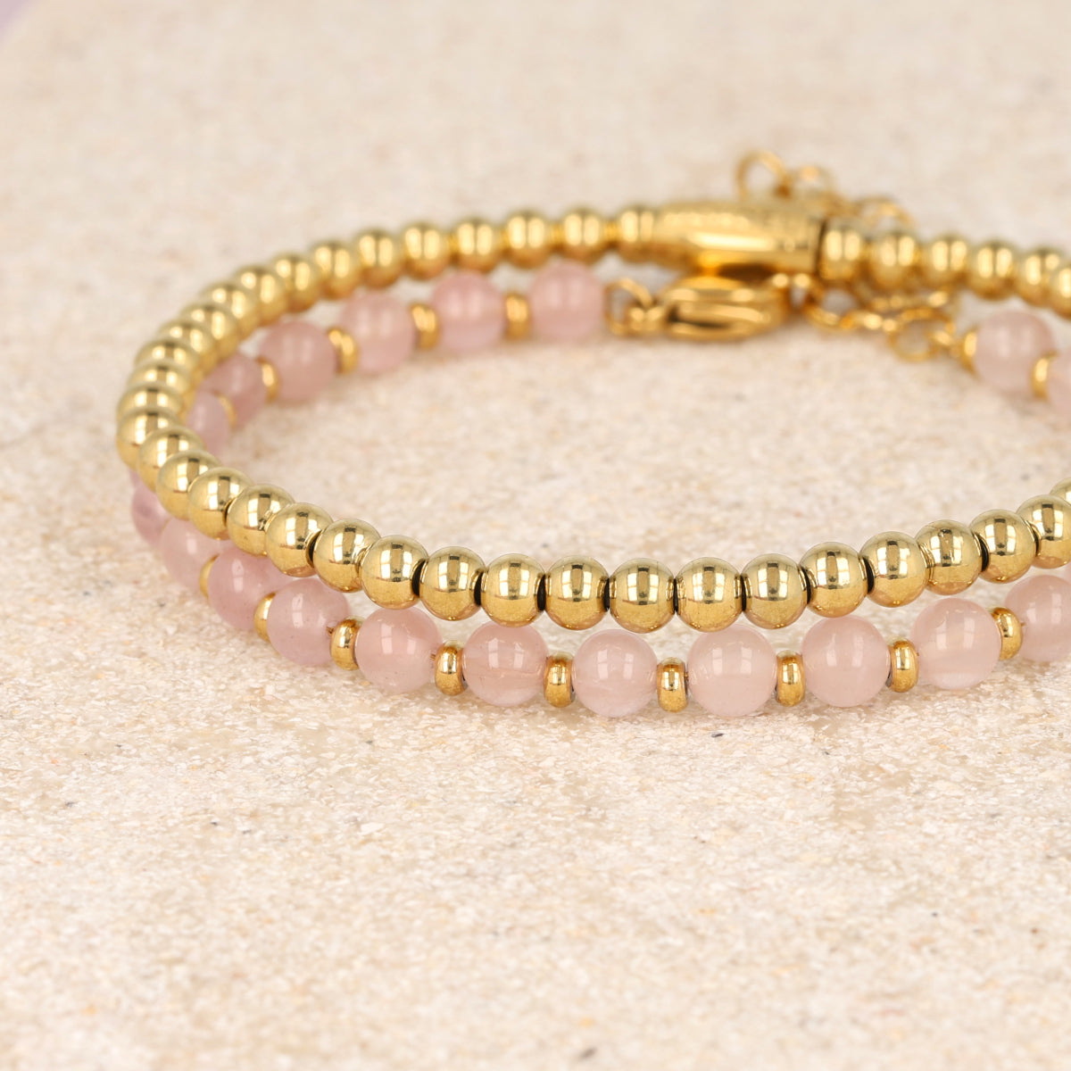 Rosenquarz Armband-Set