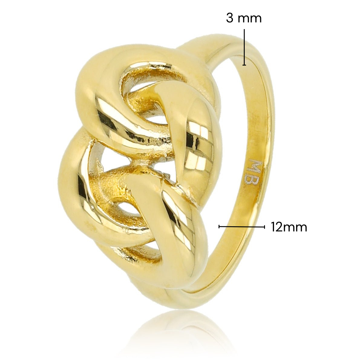 Golden link ring - Wide chic ladies ring - Stainless steel