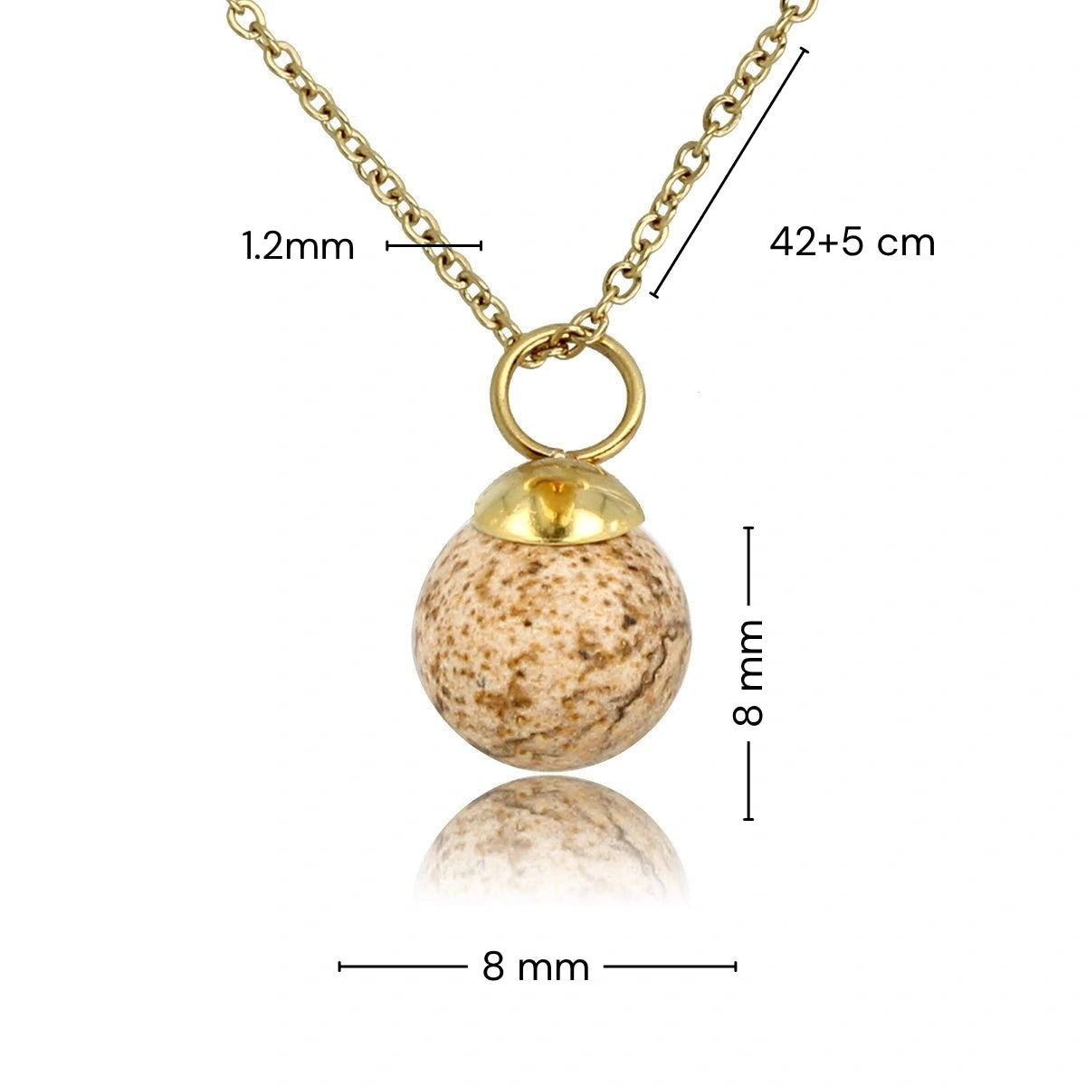 Gouden ketting met ronde Picture Jasper edelsteen