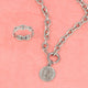 Zilveren sieraden set - ketting met muntje