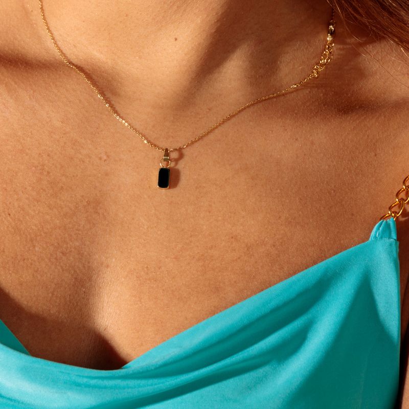 Gold Chain with Onyx Pendant - Elegant Jewelry