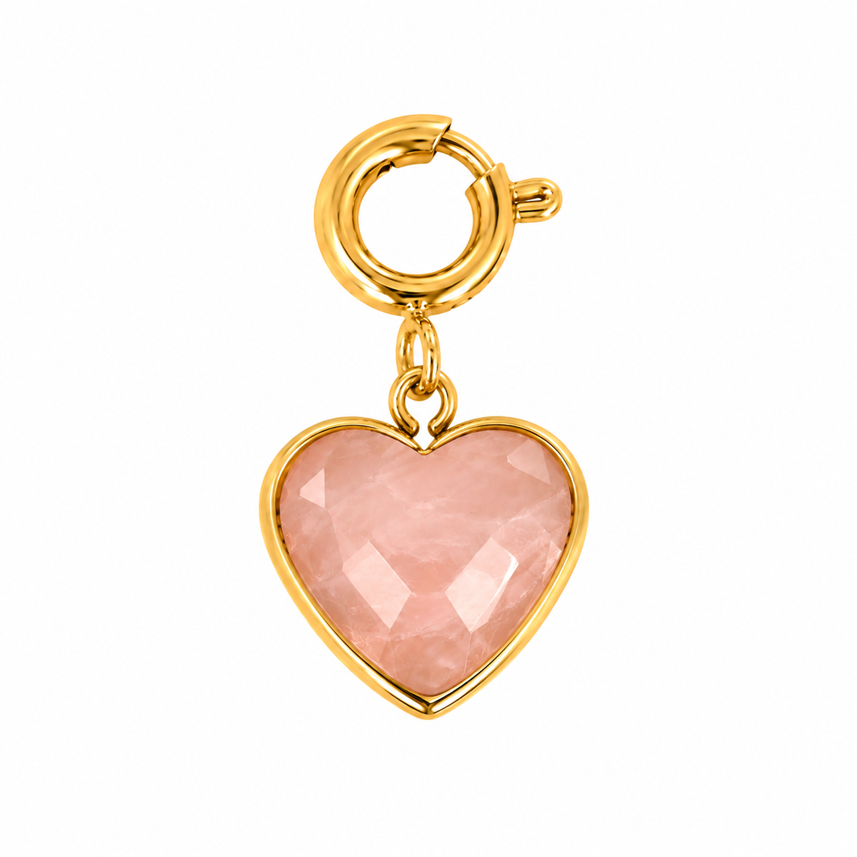 Hartjesbedel met Facetgeslepen Edelsteen • 14 mm • Rose Quartz