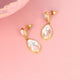 Elegant Gold Earrings with White Crystal Drop