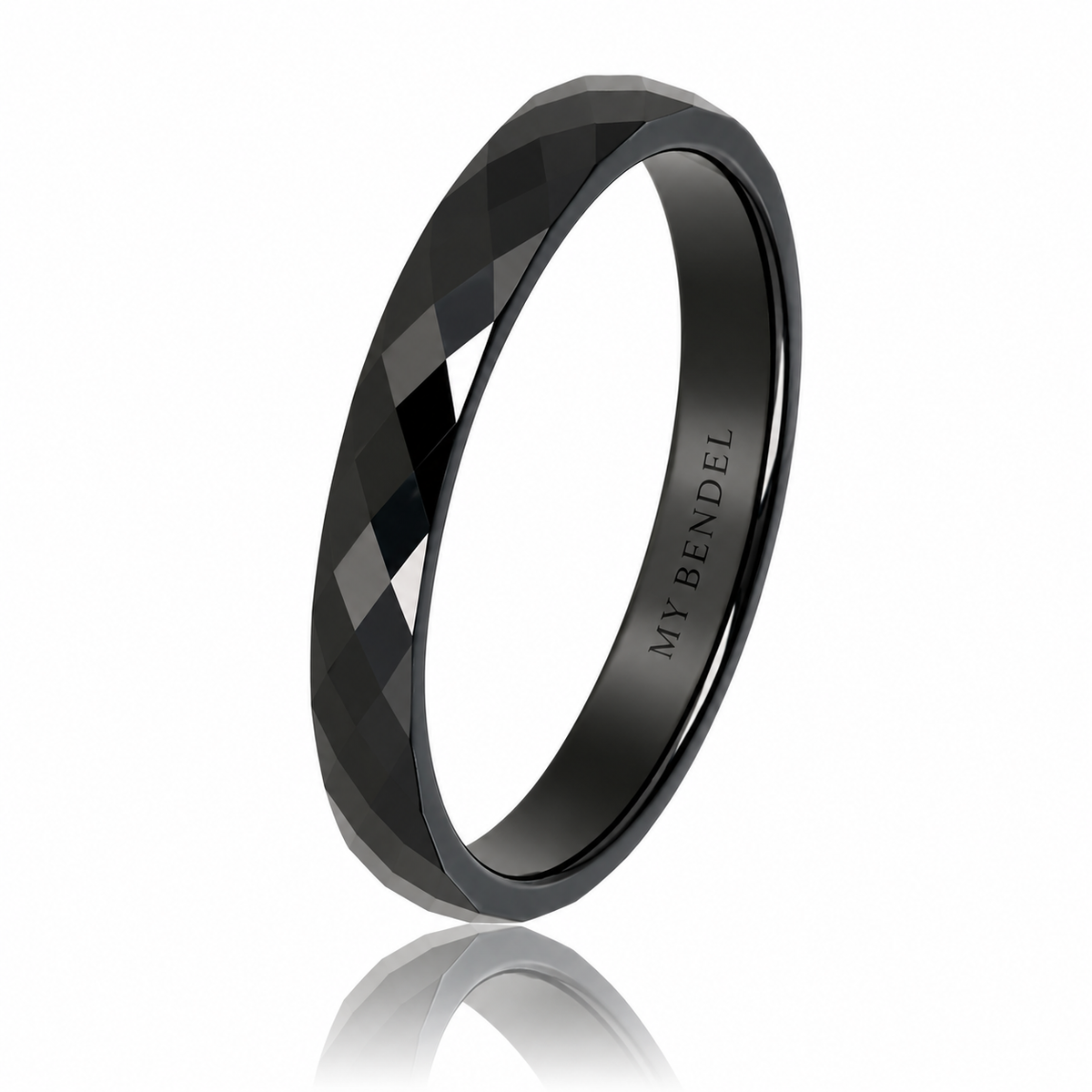 Ceramic Ring • Faceted Cut • 3 mm • Black