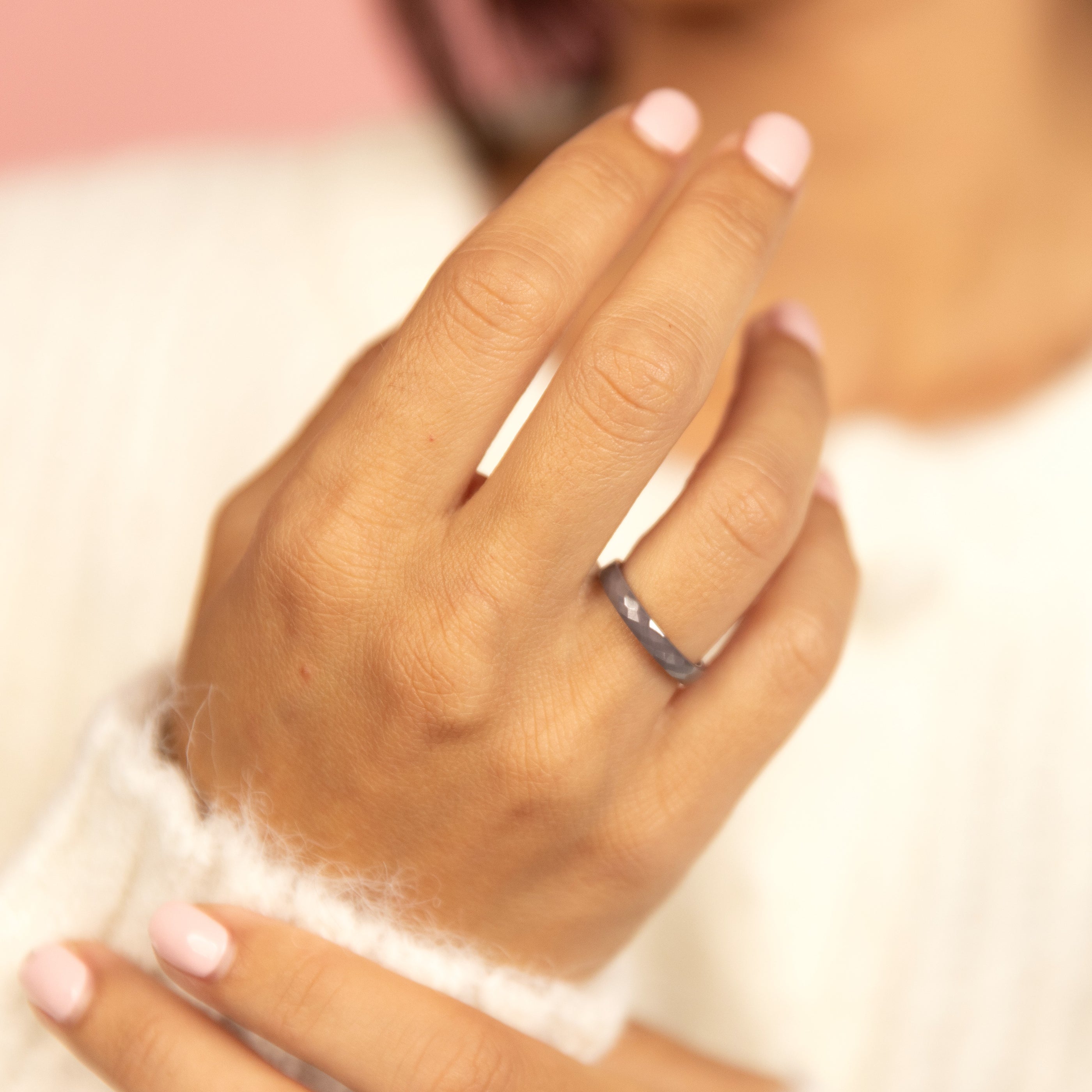 Keramieken ring 3mm - facet geslepen - grijs - hypoallergeen