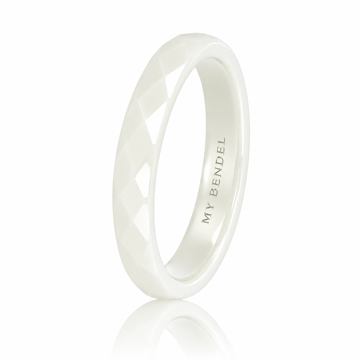 Ceramic Ring • Facet Cut • 3 mm • White