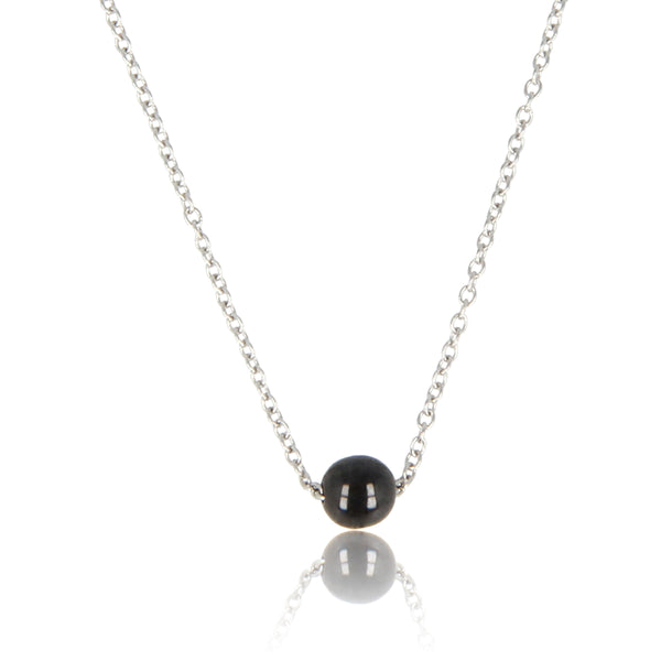Zilveren Ketting met Zwart Ceramic Bolletje