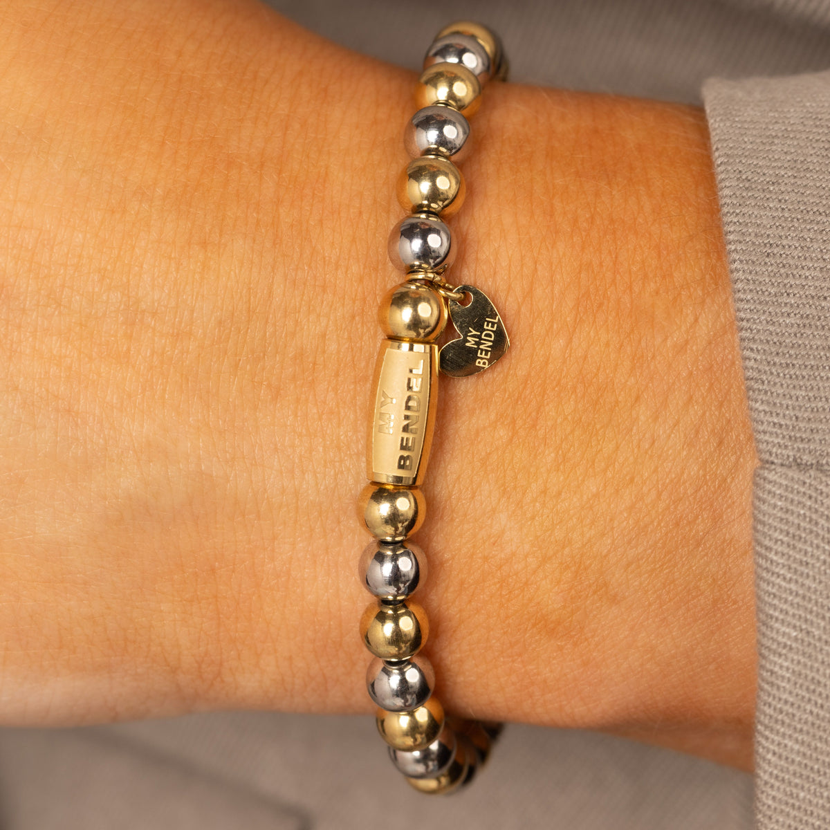 Elastisches Perlenarmband • 6 mm • Bicolor