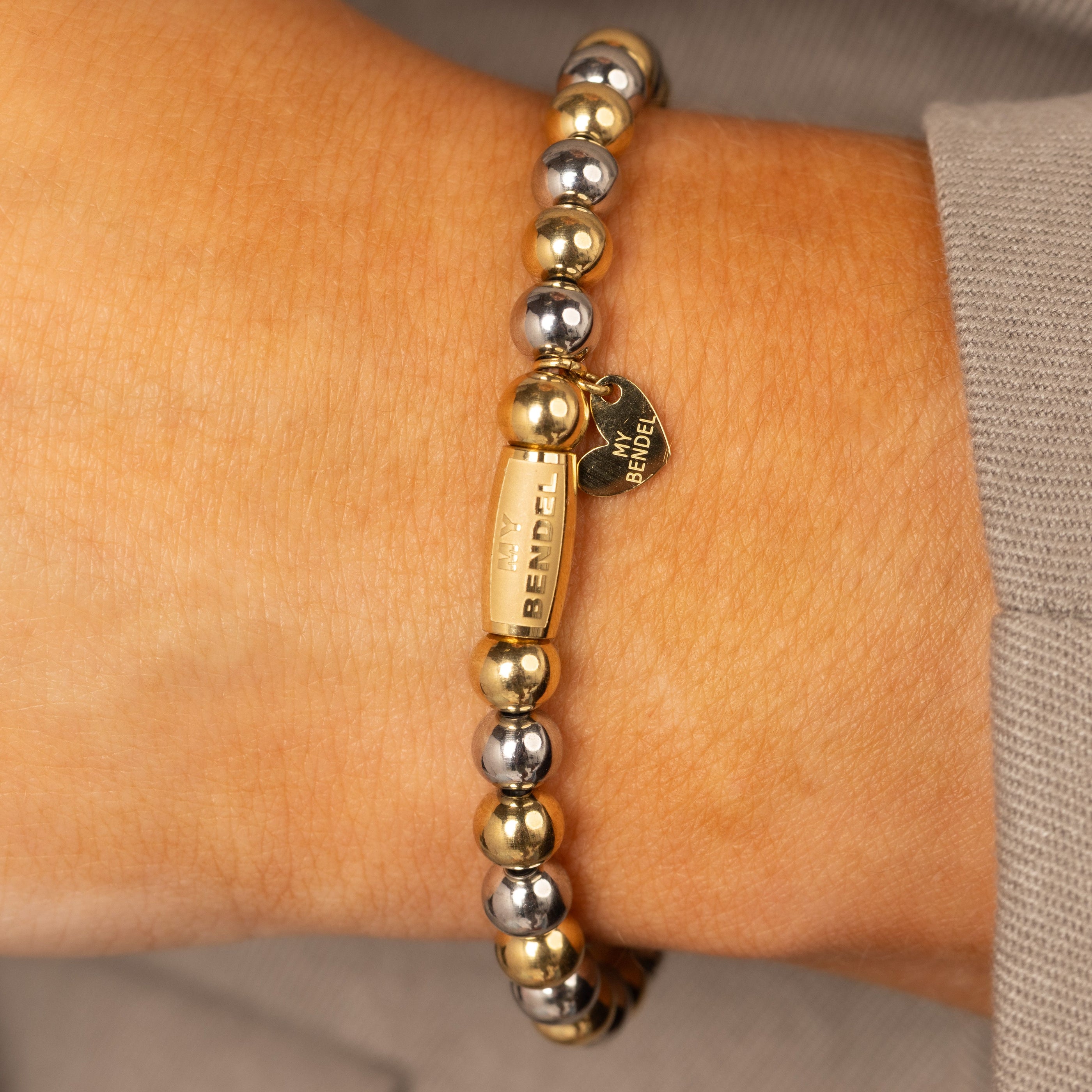 Elastisches Perlenarmband • 6 mm • Bicolor