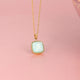 Gouden Ketting met Vierkante Amazonite Hanger