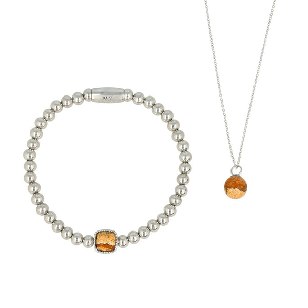 Sieradenset zilver met Picture Jasper