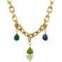 Grove schakelketting met drie edelstenen bedels
