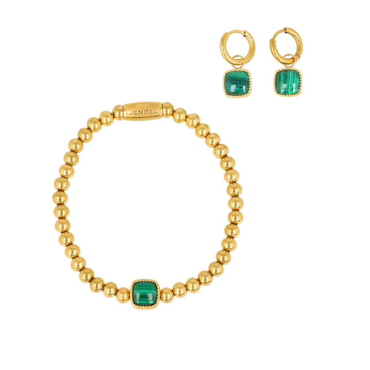 Schmuckset Malachit - goldfarben