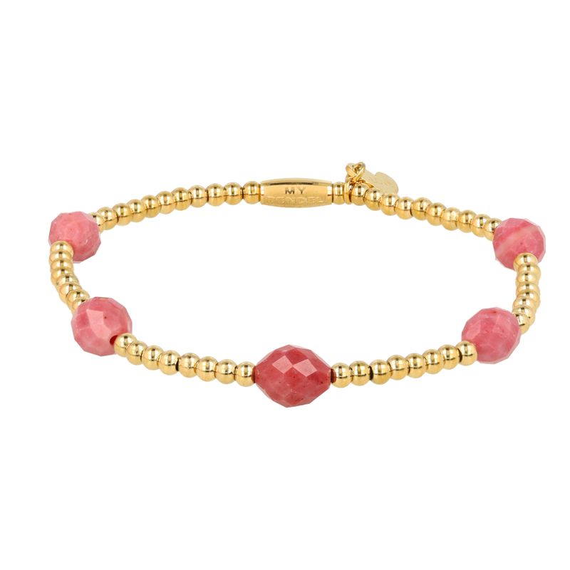 Edelsteinarmband mit facettierten ovalen Perlen • Rhodonit