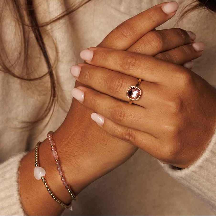 Bracelet with Gemstones Heart • Rose Quartz