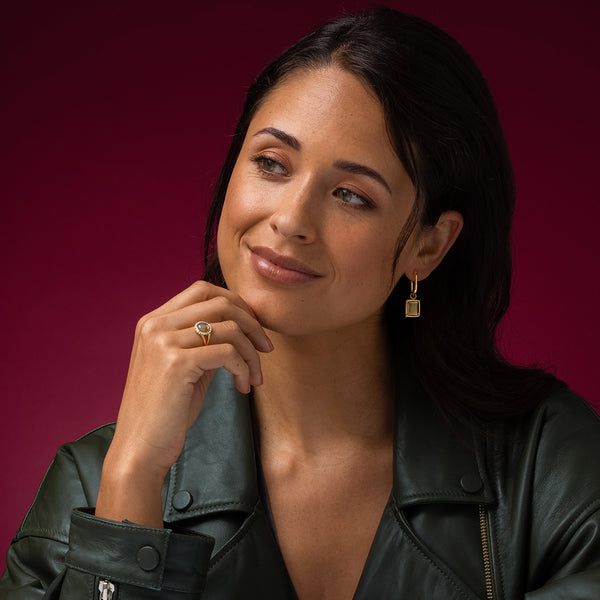 Elegante Ovale Oorringen met Groene Glassteen