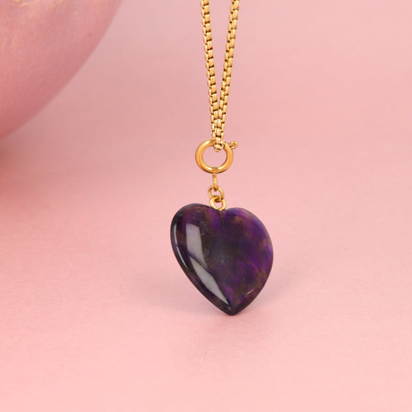 Kette mit Herzanhänger • Amethyst • 80 cm